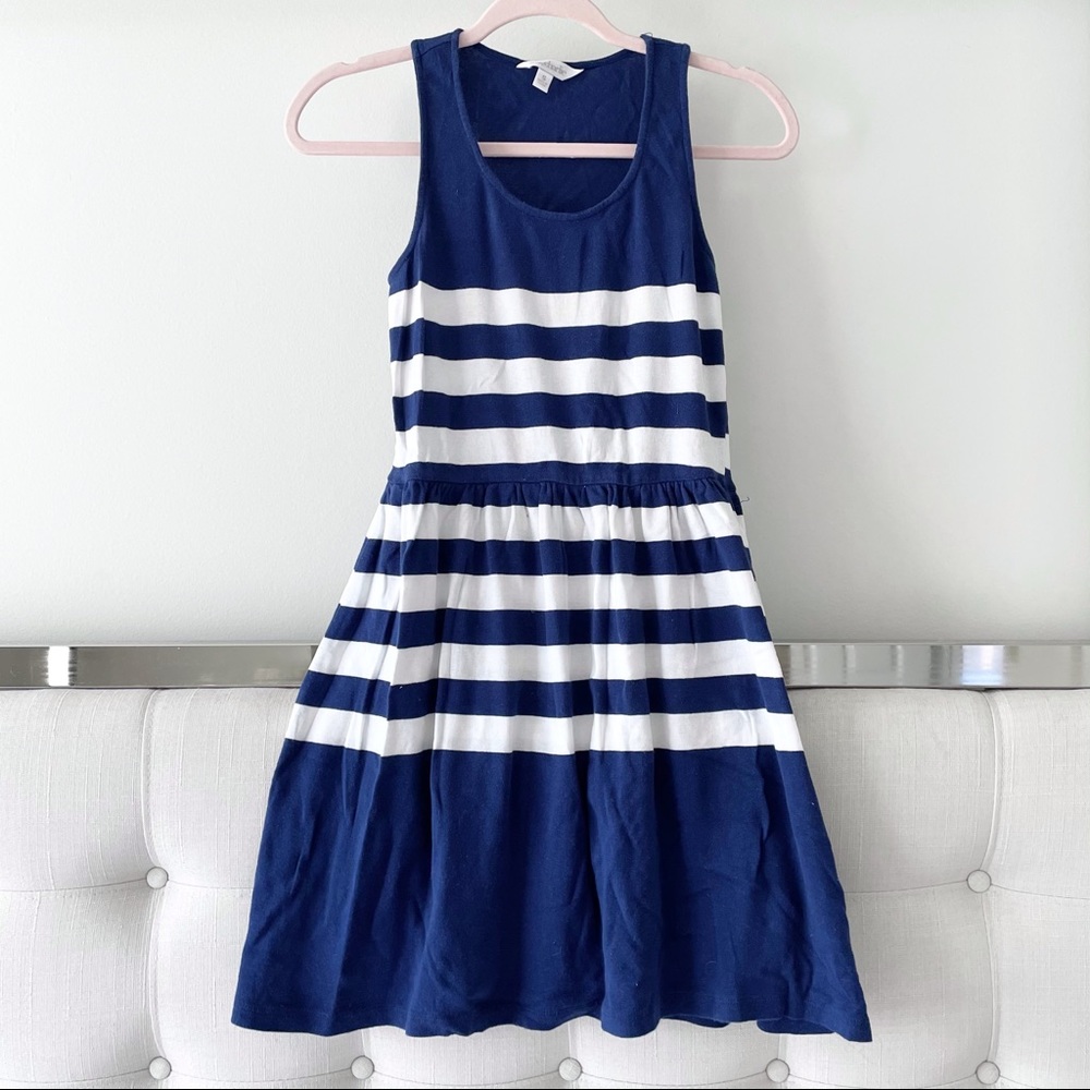 Charming Charlie Nautical Striped Flare Dress 100% Cotton